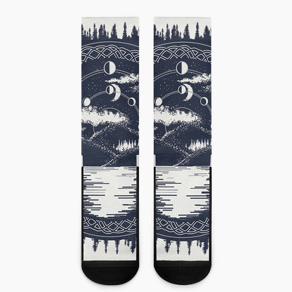 Mystical Lunar Phase Print Crew Socks