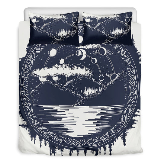 Mystical Lunar Phase Print Duvet Cover Bedding Set