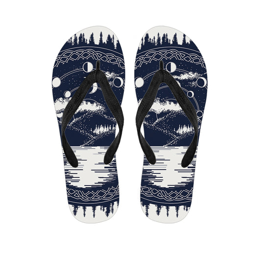 Mystical Lunar Phase Print Flip Flops