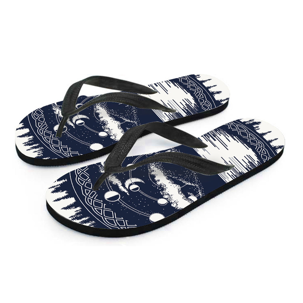 Mystical Lunar Phase Print Flip Flops