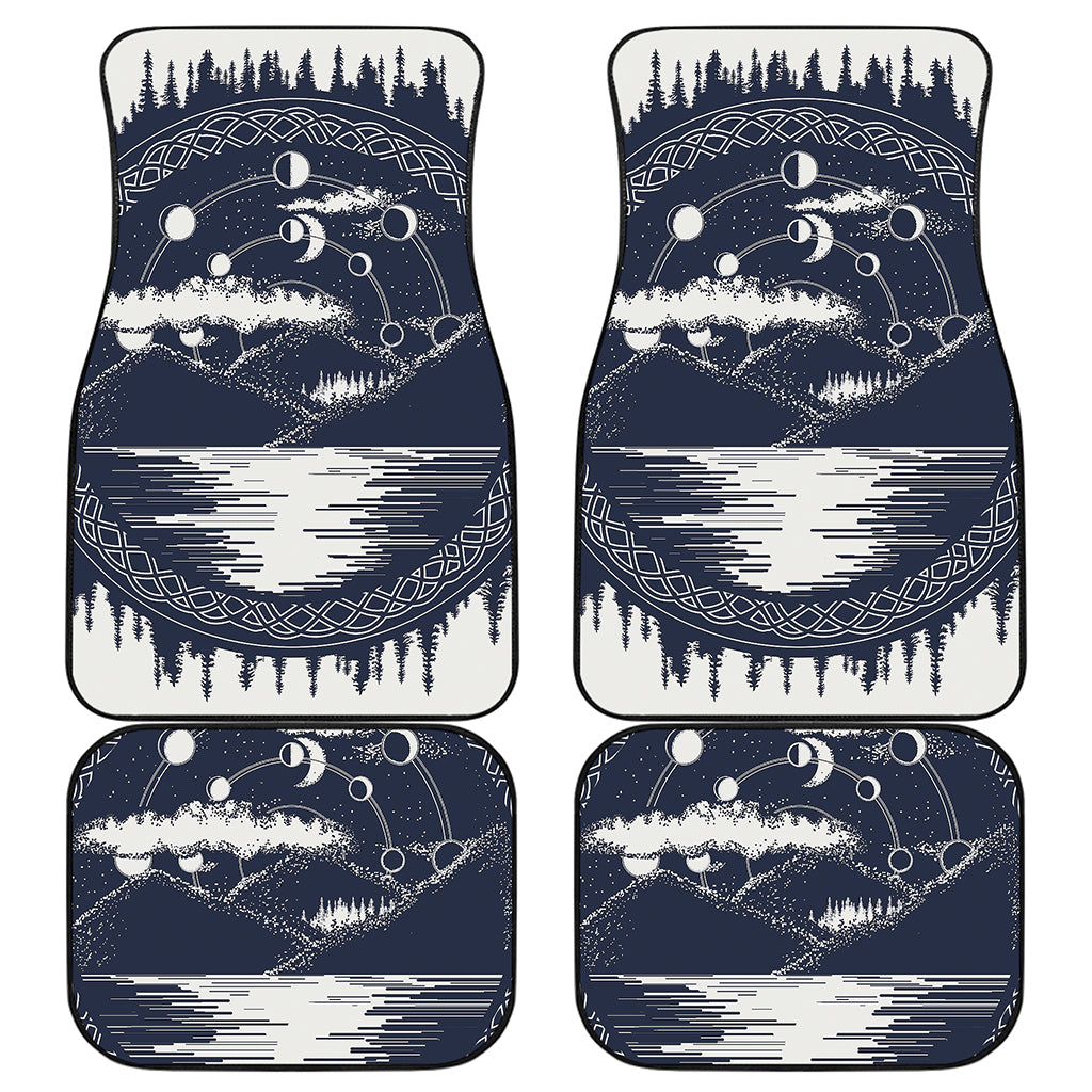 Mystical Lunar Phase Print Front and Back Car Floor Mats