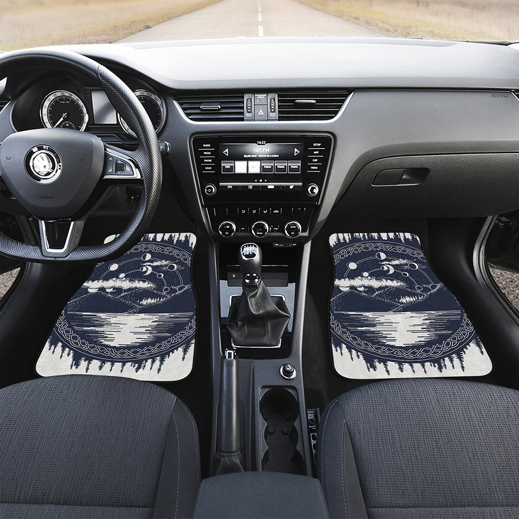 Mystical Lunar Phase Print Front and Back Car Floor Mats