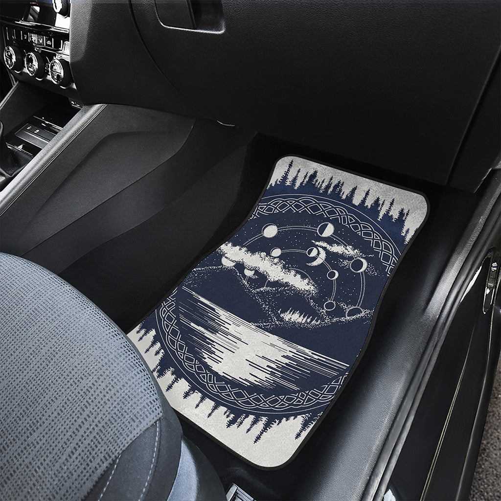 Mystical Lunar Phase Print Front and Back Car Floor Mats