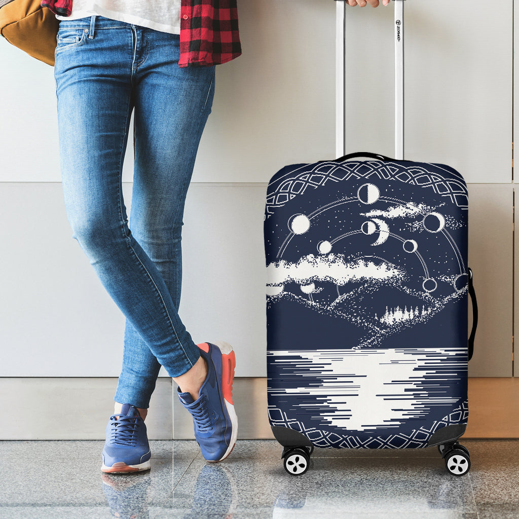 Mystical Lunar Phase Print Luggage Cover
