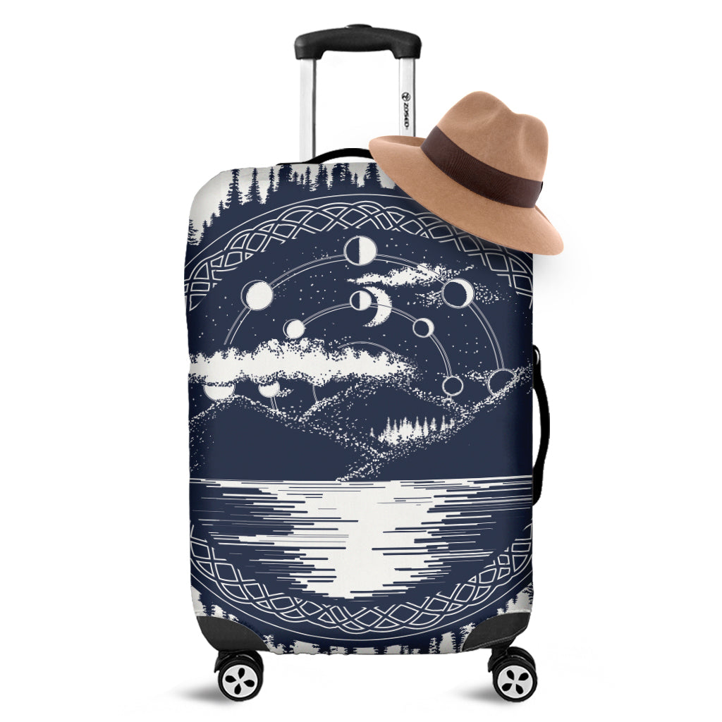 Mystical Lunar Phase Print Luggage Cover