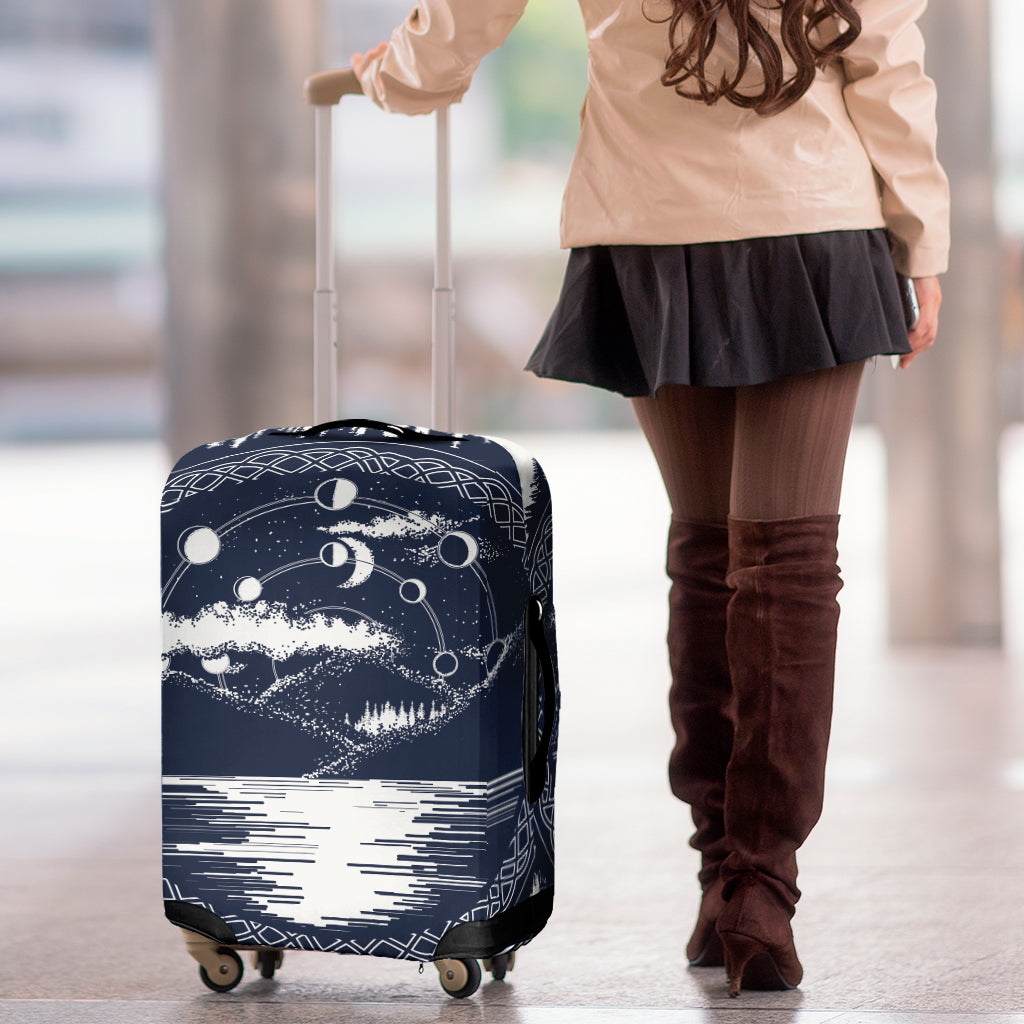 Mystical Lunar Phase Print Luggage Cover