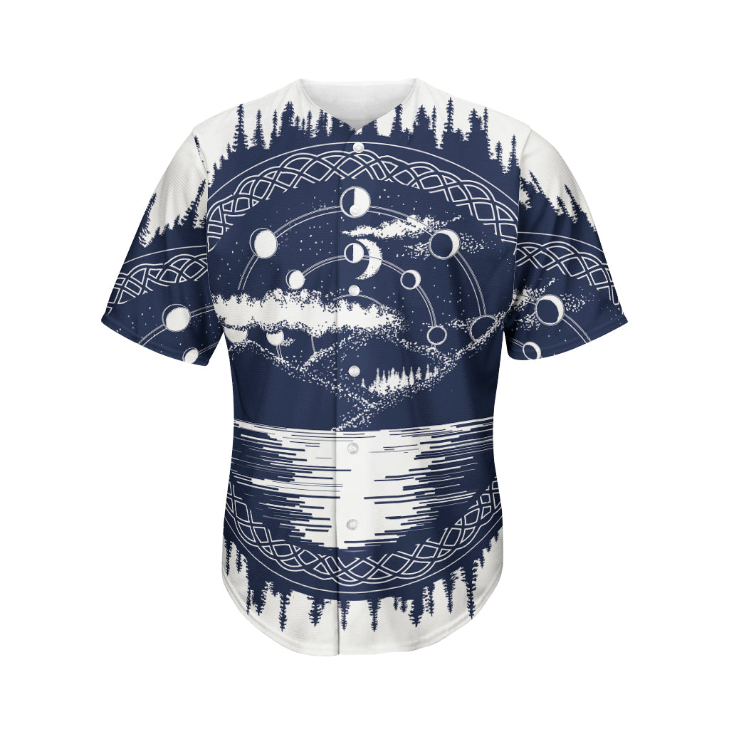 Mystical Lunar Phase Print Men's Baseball Jersey