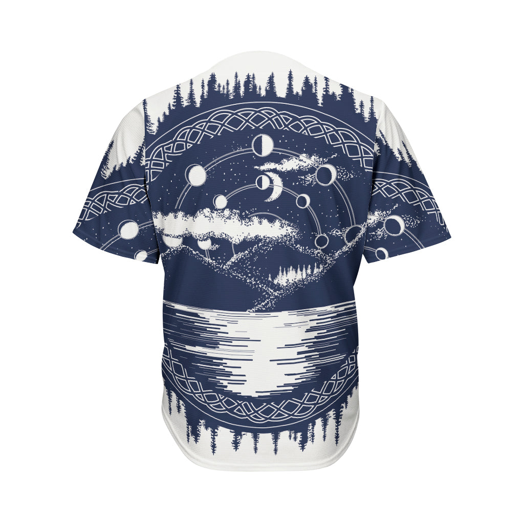 Mystical Lunar Phase Print Men's Baseball Jersey