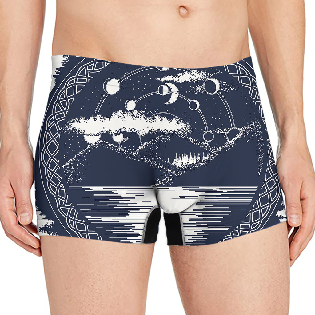 Mystical Lunar Phase Print Men's Boxer Briefs