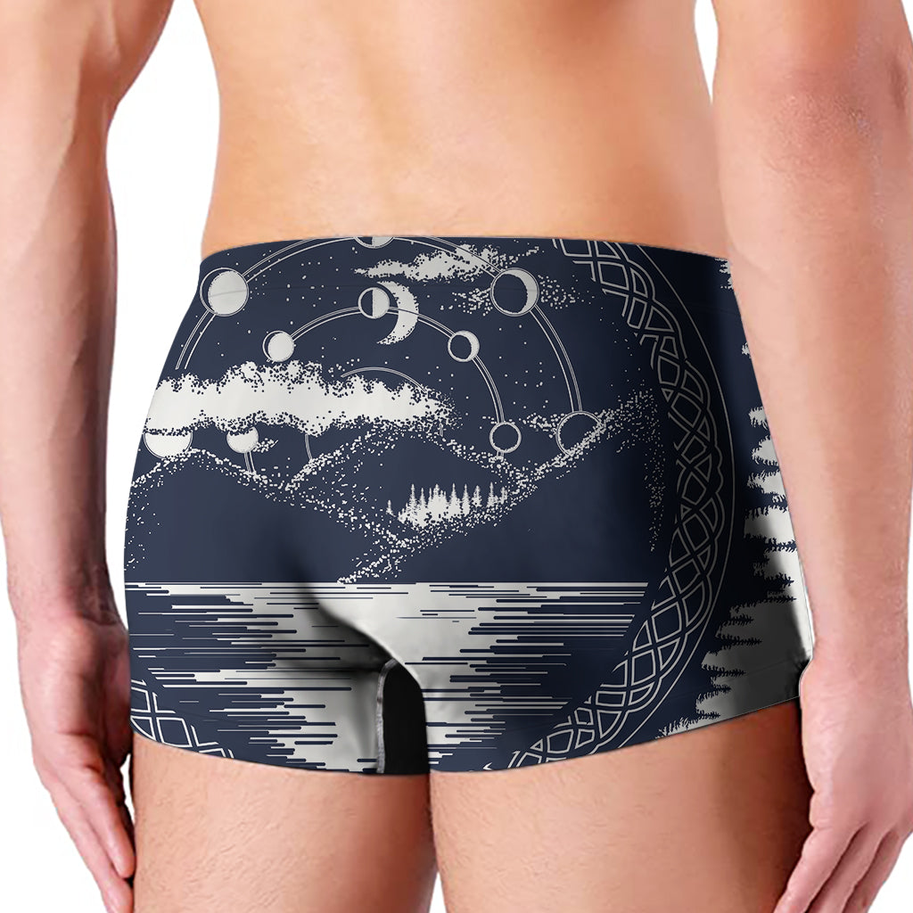 Mystical Lunar Phase Print Men's Boxer Briefs
