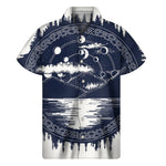 Mystical Lunar Phase Print Men's Short Sleeve Shirt