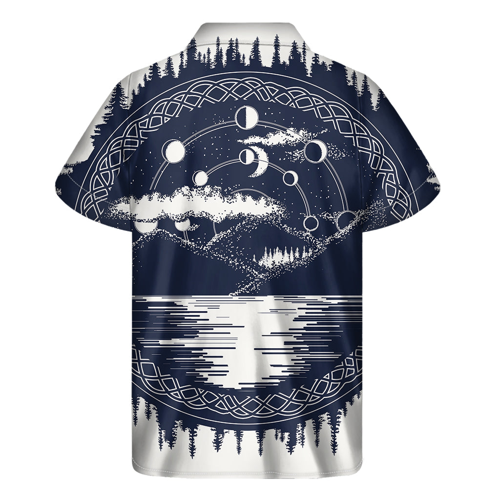 Mystical Lunar Phase Print Men's Short Sleeve Shirt