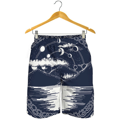 Mystical Lunar Phase Print Men's Shorts