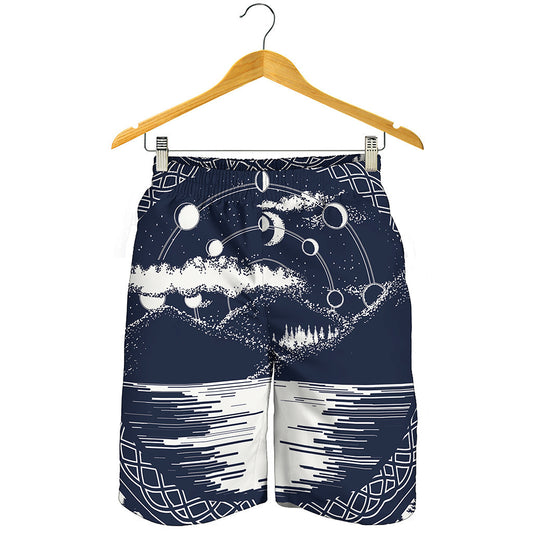 Mystical Lunar Phase Print Men's Shorts