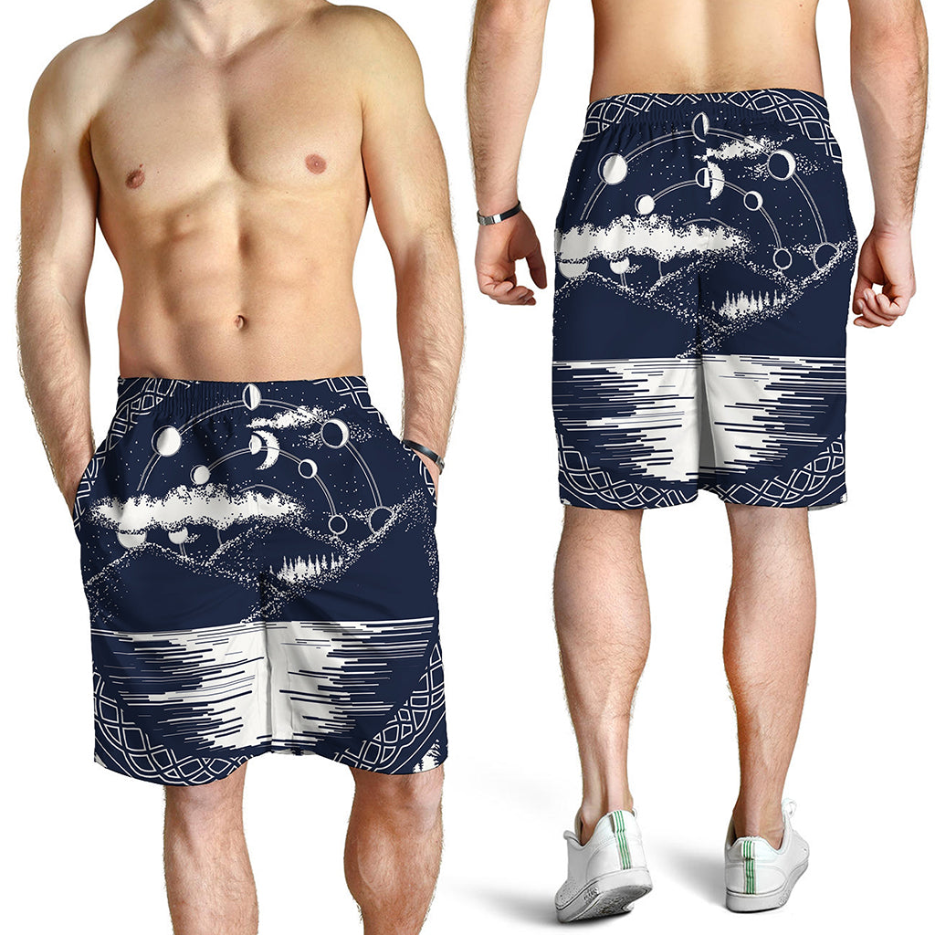 Mystical Lunar Phase Print Men's Shorts