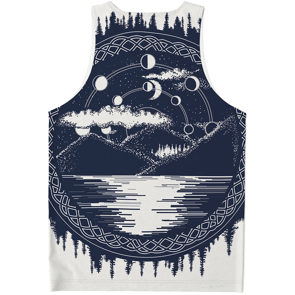 Mystical Lunar Phase Print Men's Tank Top