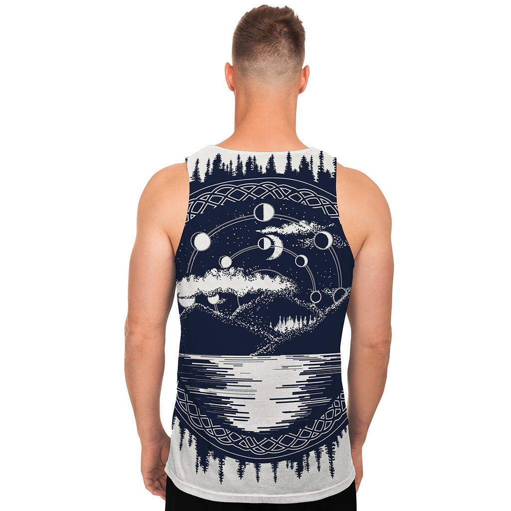 Mystical Lunar Phase Print Men's Tank Top