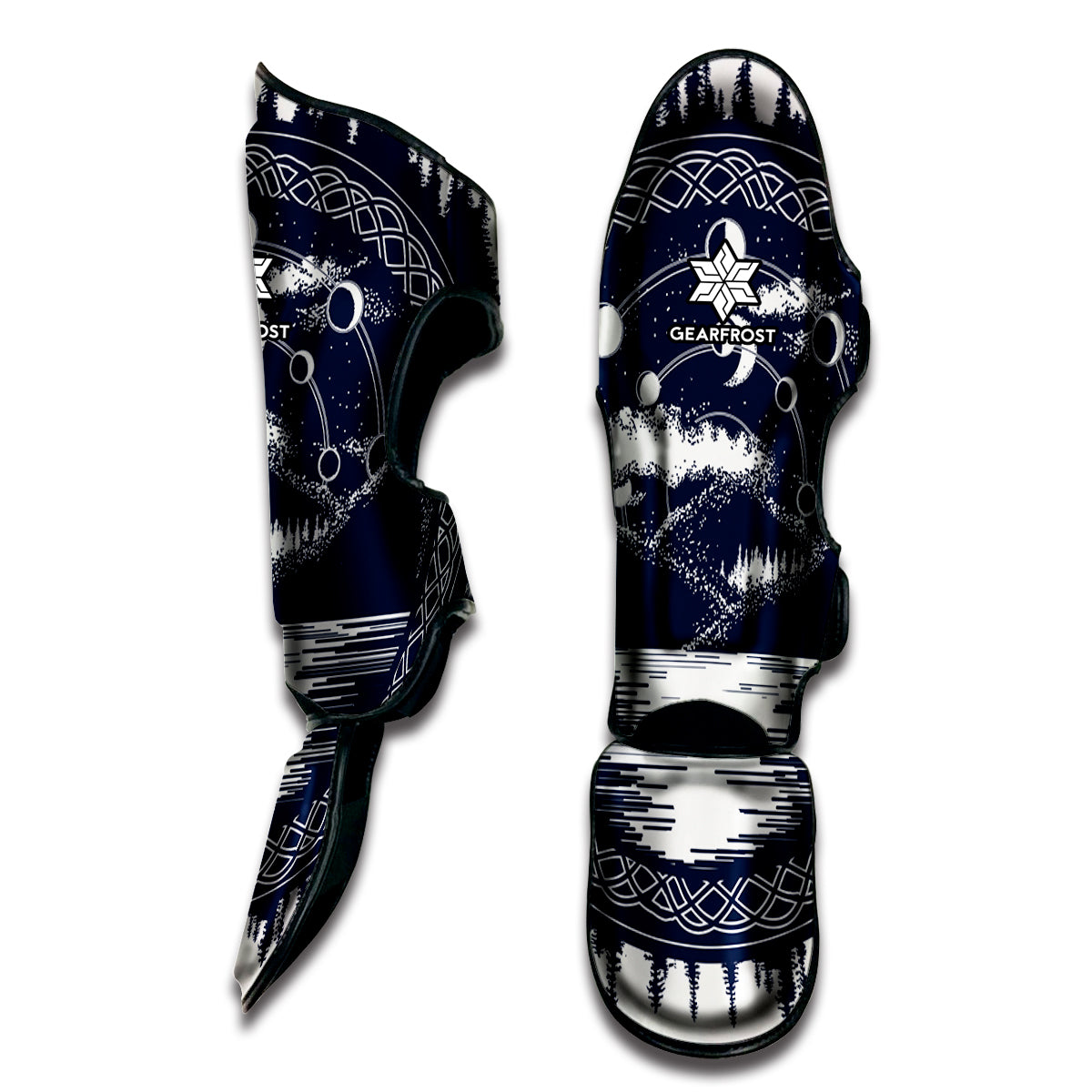 Mystical Lunar Phase Print Muay Thai Shin Guard