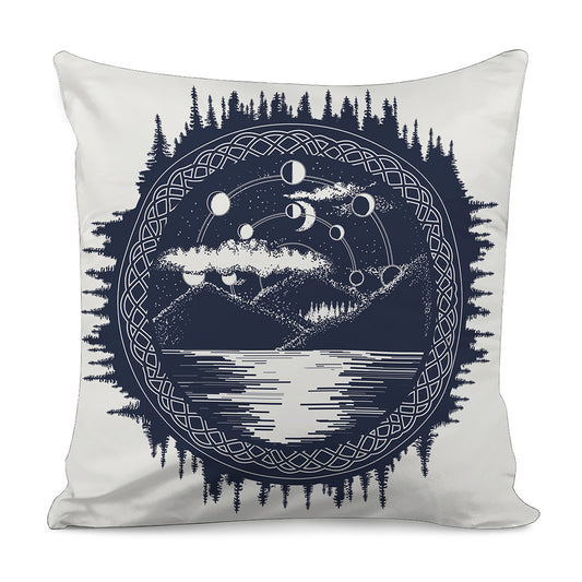 Mystical Lunar Phase Print Pillow Cover