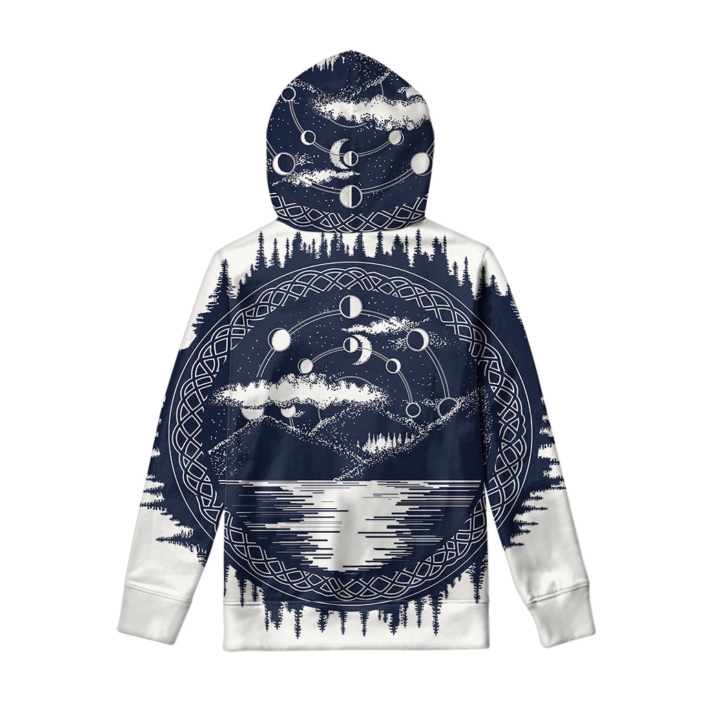 Mystical Lunar Phase Print Pullover Hoodie