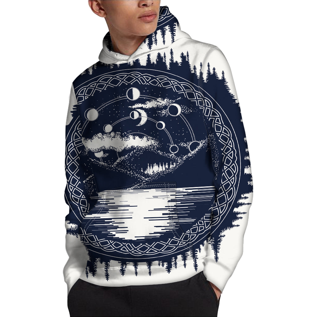 Mystical Lunar Phase Print Pullover Hoodie
