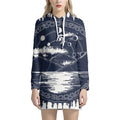 Mystical Lunar Phase Print Pullover Hoodie Dress