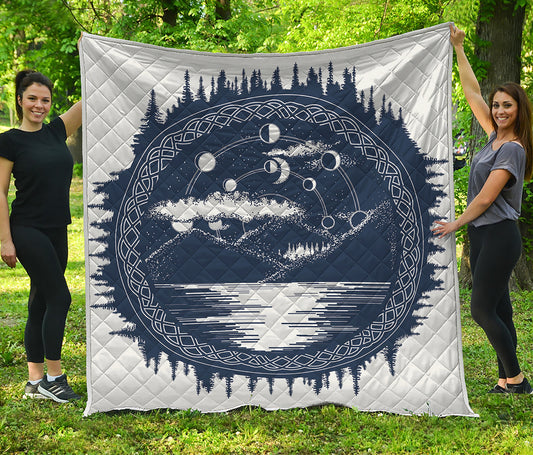 Mystical Lunar Phase Print Quilt