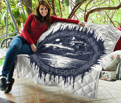 Mystical Lunar Phase Print Quilt