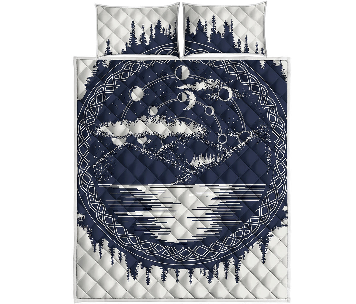 Mystical Lunar Phase Print Quilt Bed Set