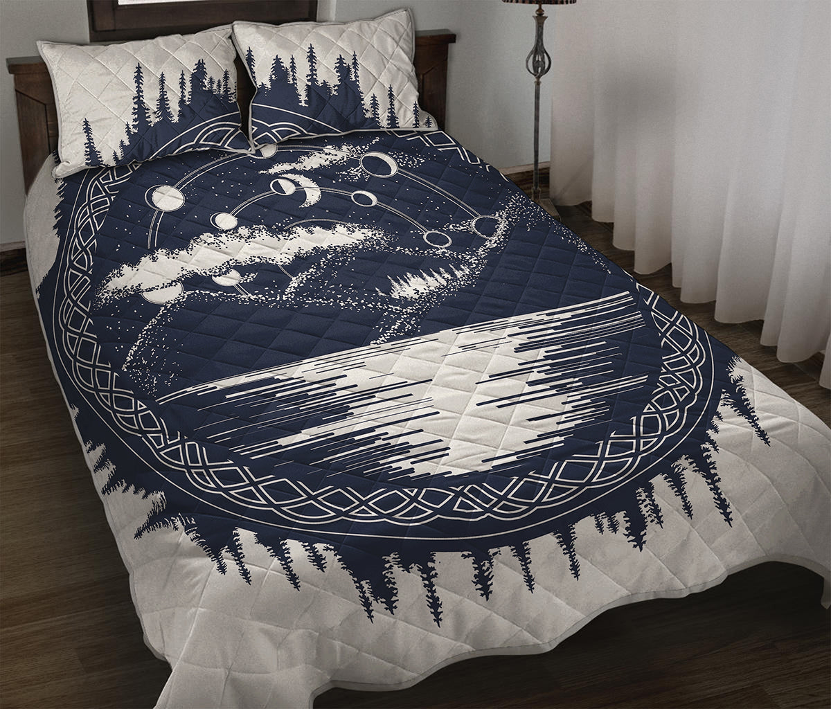 Mystical Lunar Phase Print Quilt Bed Set
