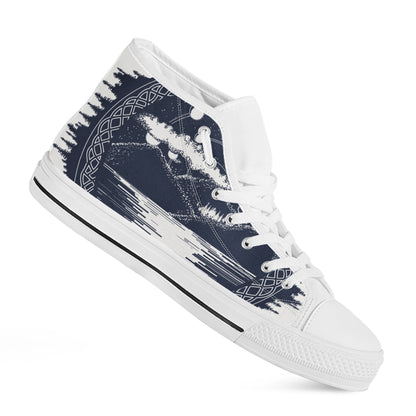 Mystical Lunar Phase Print White High Top Shoes