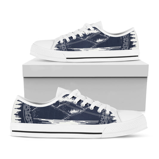 Mystical Lunar Phase Print White Low Top Shoes
