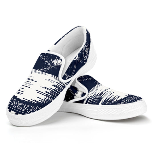 Mystical Lunar Phase Print White Slip On Shoes