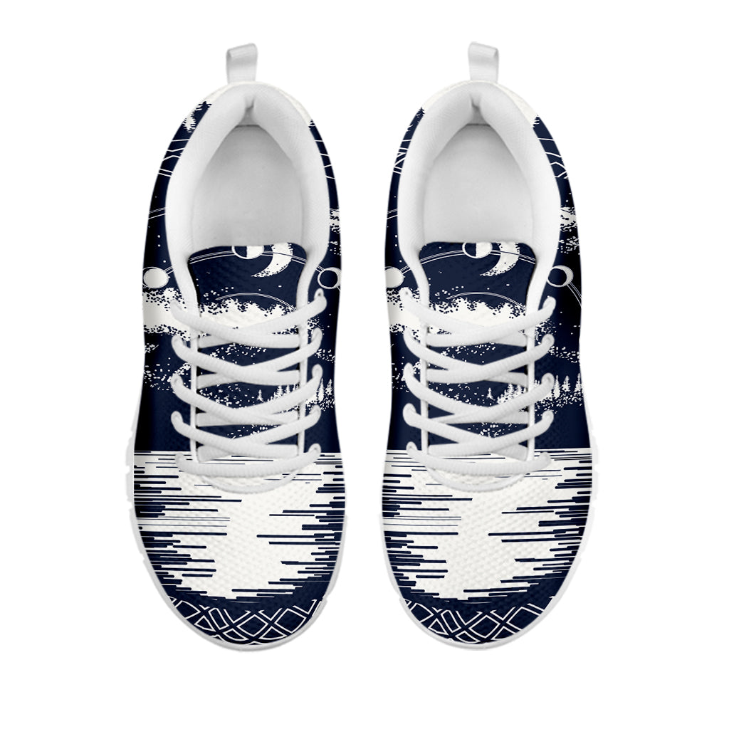 Mystical Lunar Phase Print White Sneakers