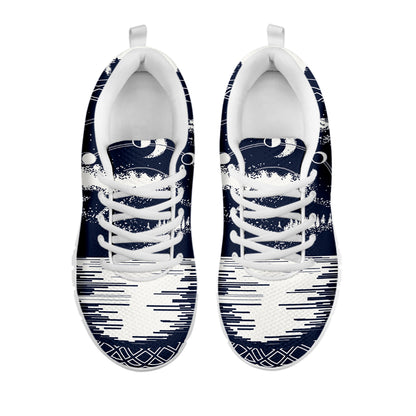 Mystical Lunar Phase Print White Sneakers