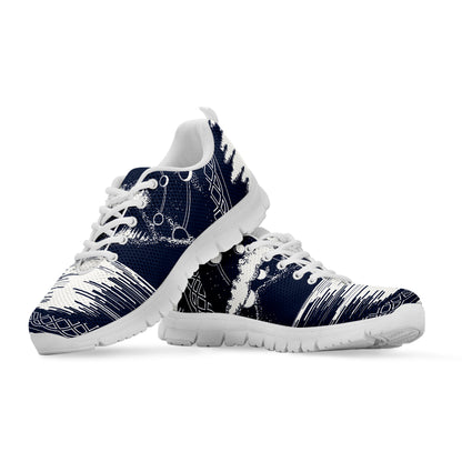 Mystical Lunar Phase Print White Sneakers