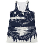 Mystical Lunar Phase Print Women's Racerback Tank Top