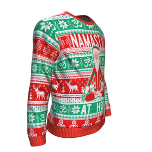 Namast'ay At Home Ugly Christmas Unisex Crewneck Sweatshirt GearFrost