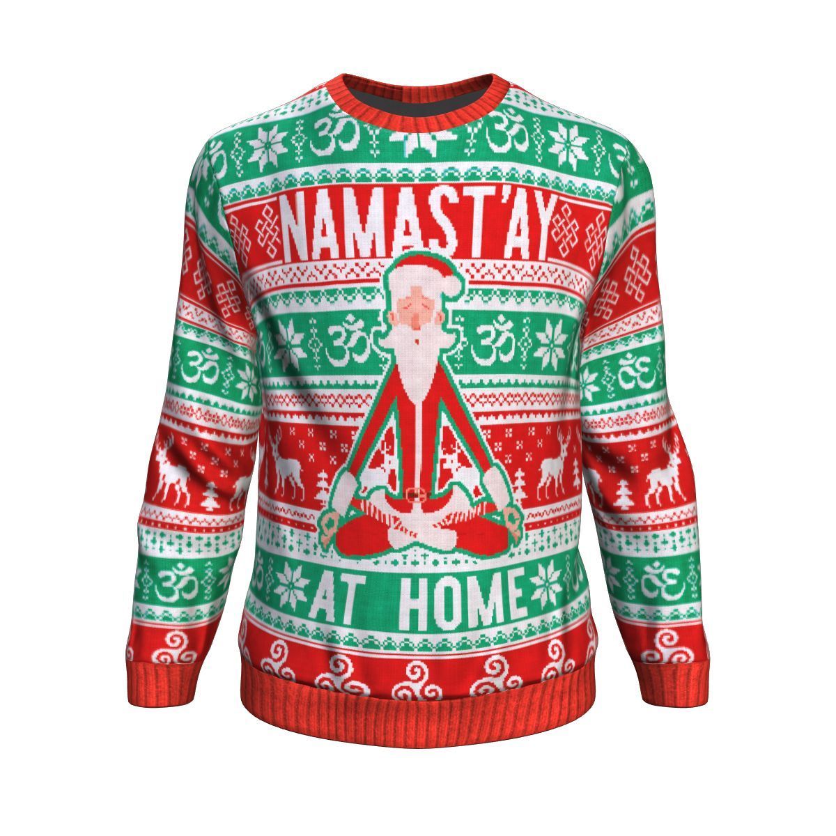 Namast'ay At Home Ugly Christmas Unisex Crewneck Sweatshirt GearFrost