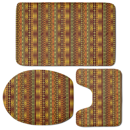 Native African Tribal Pattern Print 3 Piece Bath Mat Set