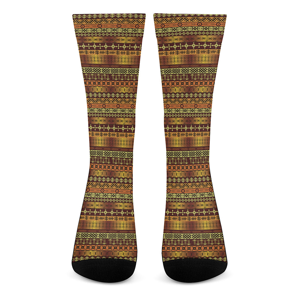 Native African Tribal Pattern Print Crew Socks