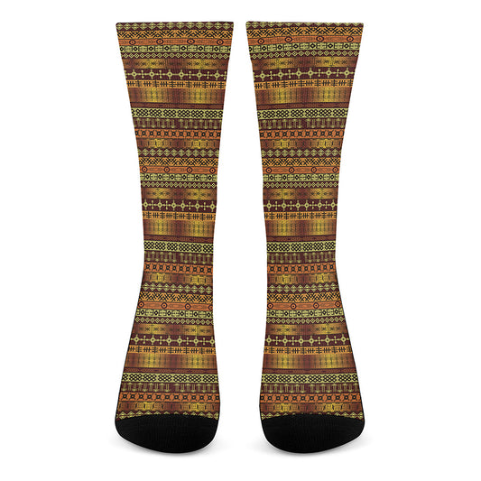 Native African Tribal Pattern Print Crew Socks