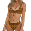 Native African Tribal Pattern Print Front Bow Tie Bikini