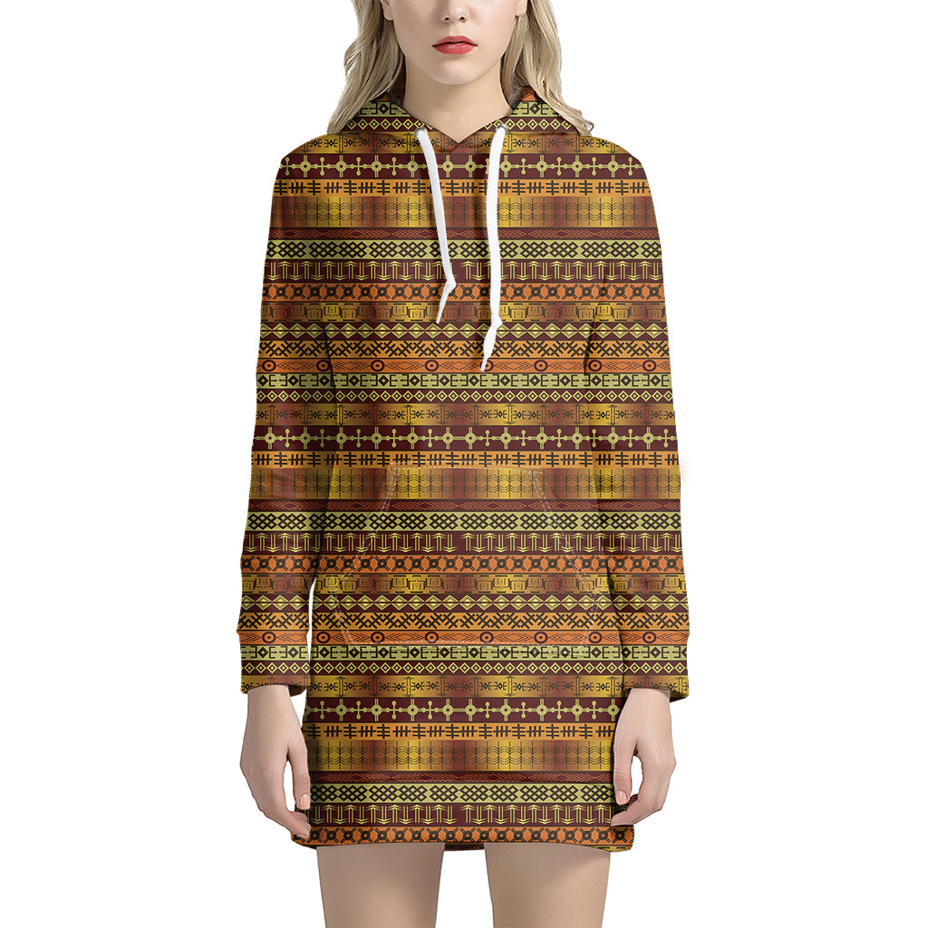 Native African Tribal Pattern Print Hoodie Dress