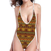 Native African Tribal Pattern Print One Piece High Cut Swimsuit