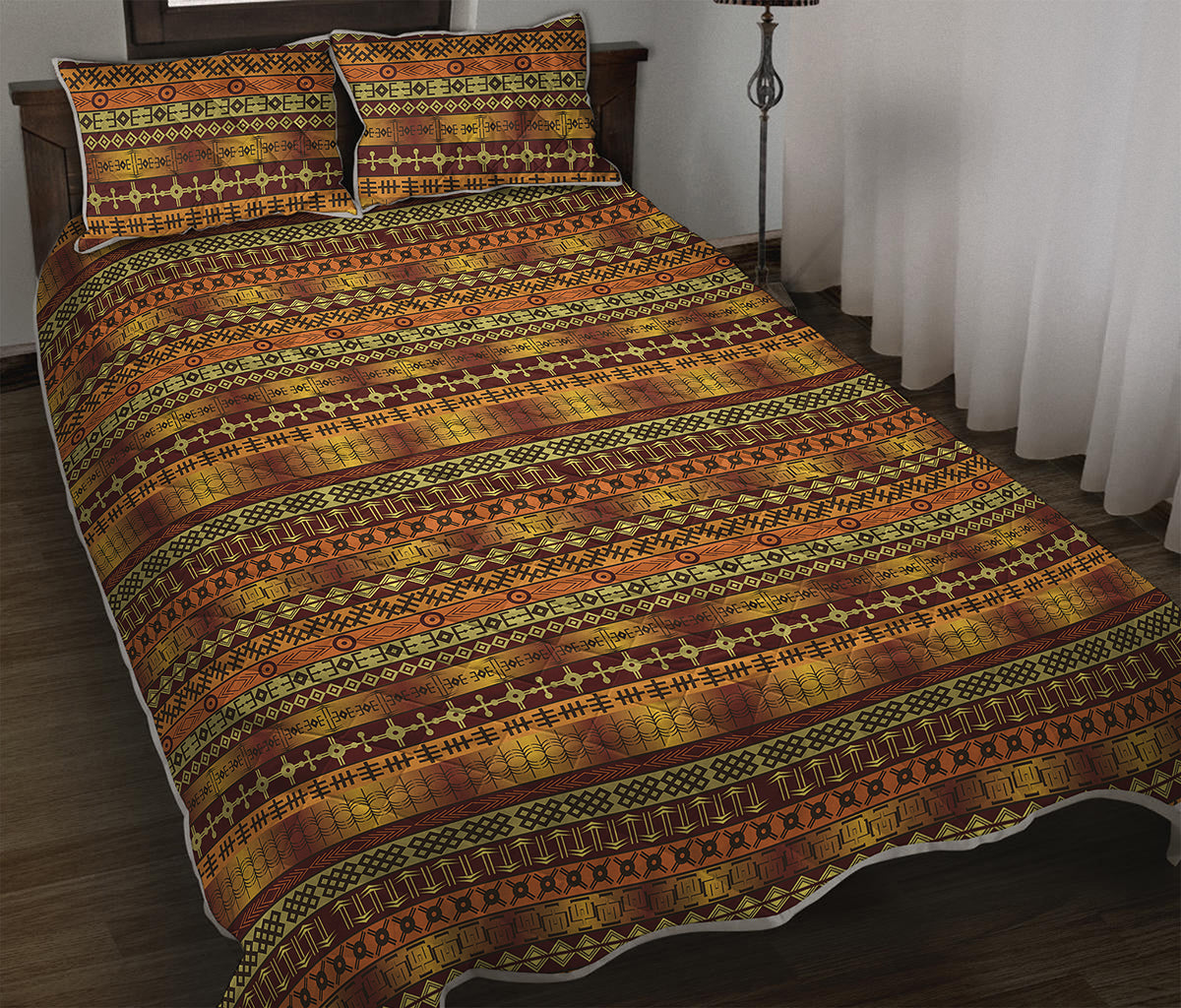 Native African Tribal Pattern Print Quilt Bed Set