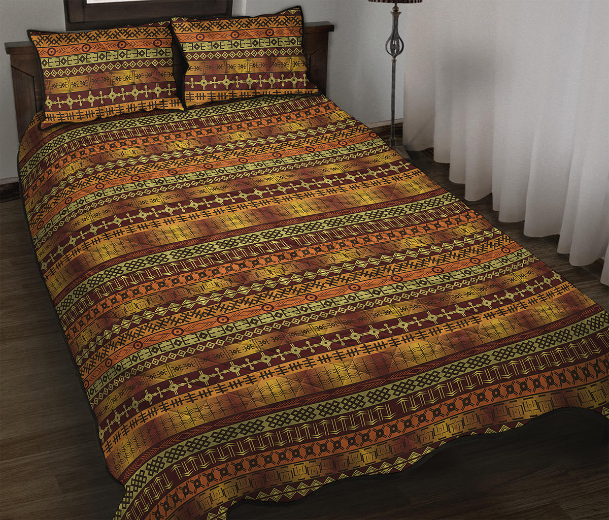 Native African Tribal Pattern Print Quilt Bed Set
