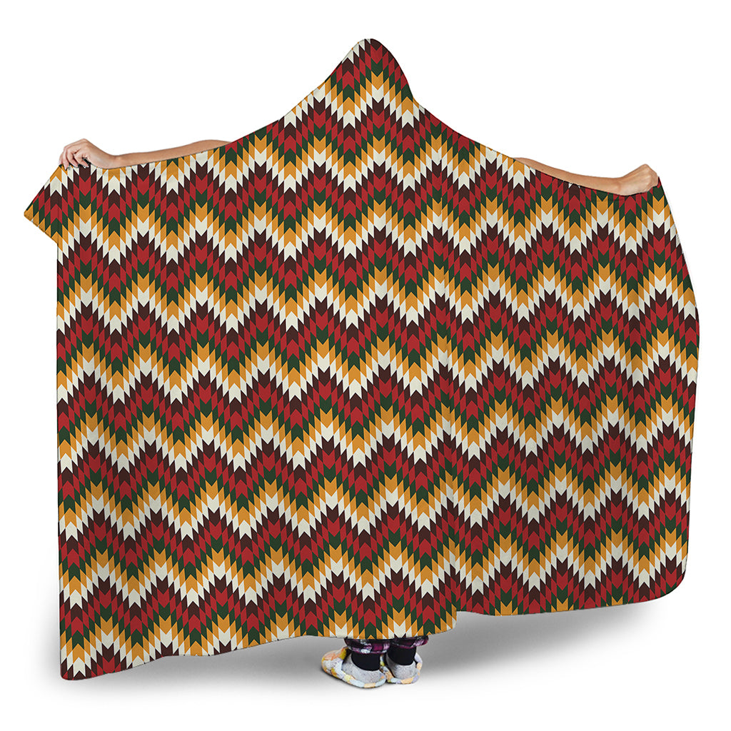 Native American Chevron Tribal Print Hooded Blanket