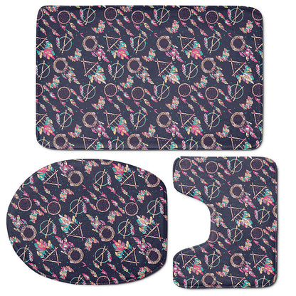 Native American Dream Catcher Print 3 Piece Bath Mat Set