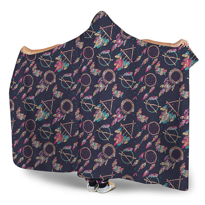 Native American Dream Catcher Print Hooded Blanket